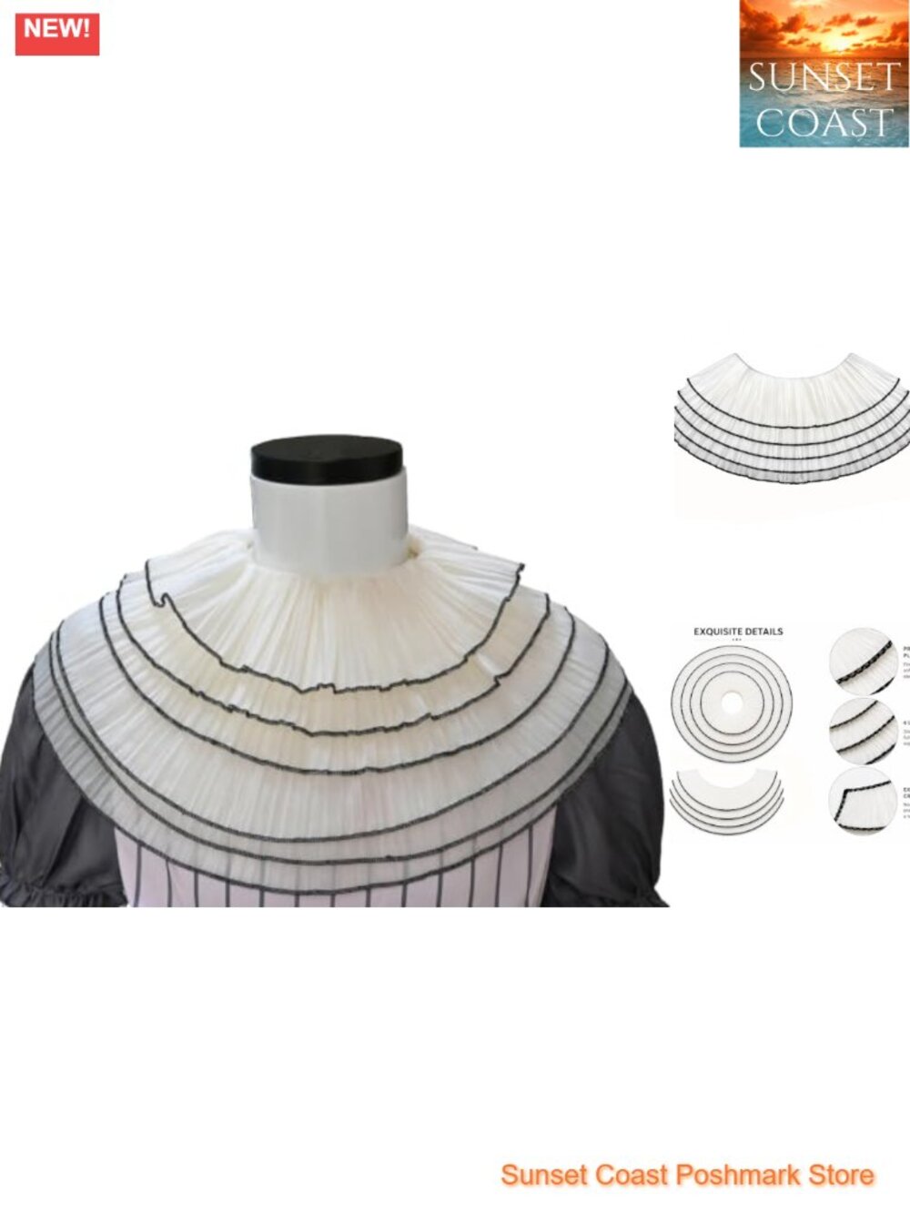 Chiffon Ruffled Collar Neckerchief Retro Renaissance Cosplay Costume Accessory